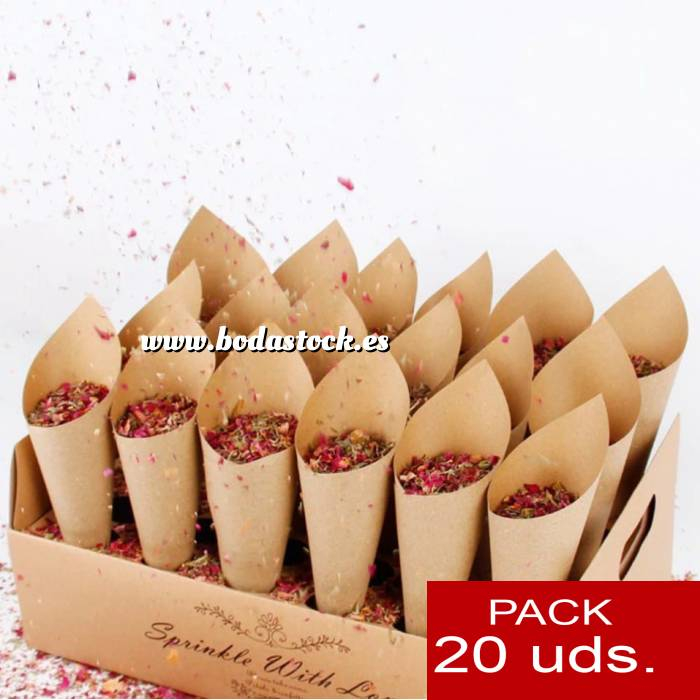 Imagen Detalles para la ceremonia Conos Cucuruchos KRAFT sin blonda NO INCLUYE BANDEJA DE SOPORTE-- Pack de 20 conos 