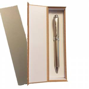 Prácticos mujer - Bolígrafo plateado Mod. 1 en caja de madera gris (Últimas Unidades) 
